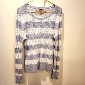 Believers In Aphorism Wool Blend Striped Cable Knit Sweater Fits M